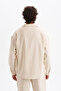 Men's Koton Linen Blended Long Sleeve Apaj Collar Shirt, Elastic Waist Pants Set - 5