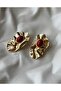 Curved Burgundy Detailed Earrings