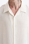 Men's Koton Linen Blended Long Sleeve Apaj Collar Shirt, Elastic Waist Pants Set - 4