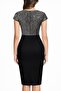 Women's Short Sleeve Double-Breasted Collar Sparkle Detailed Midi Imported Crepe Dress - 3
