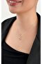 Zircon Stone Circle Wave Figured Gold Necklace - 4