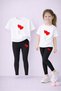 Girls' Set T-Shirt and Stretchy Leggings Set 100% Cotton Heart Balloon Print – Comfortable Sports Combination