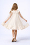 Girl's Ecru Tulle Cape Evening Dress – Elegant Special Occasion Model with Floral Appliques, Ages 6-10 - 5