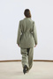 Kadriye Baştürk Drape Collar Tunic Trouser Set 417 Sage Green - 4