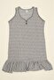 Comfortable Fit Women's Gray Black Polka Dot Pack Cotton Piece Zero Sleeve Ruffled V-Neck Daily Comfortable Summer Dress - 6