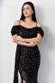 Sweetheart Neckline Front Gathered Sequin Dress 41066 - 2