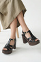Women's Black Cross Strap Ankle Strap Comfortable Casual Platform High Heels Block Heel Lu Sandals - 8