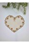Ecru Heart Form Gold Embroidered Cocktail Napkin 1 Piece