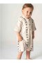 Baby, Unisex, 100% Organic Cotton, Summer, Brown Hooded Shorts Jumpsuit (Waterproof Zippered Organizer Bag Is a Gift.) - 2