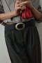 Black Antique Metal Oval Buckled Belt