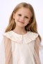 Girl's Ecru Tulle Cape Evening Dress – Elegant Special Occasion Model with Floral Appliques, Ages 6-10 - 4