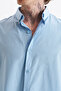 Poplin Fabric, Comfortable Fit, Drop Shoulder, Men's Plain Shirt - 4