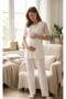 New Season Ecru Shawl Collar Summer Elegant Lace Piece 100% Cotton Maternity Pajama Set - 5