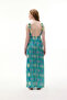 Women's Green Printed A-Form Strapless Backless Long Dress - 2