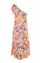 Women's Pink Printed One-Shoulder Midi Dress - 4