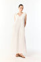 Women's White A-Line Sleeveless Midi Dress with Pockets - 3