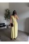 Yellow V-Neck Zero Sleeve Modal Dress