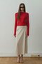 Beige Leda Elastic Waist Midi Skirt