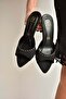 Y518191204 Black Fabric Stiletto Heel U Women's Slippers
