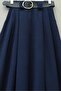 Belt Piece Tivil Skirt with Pleated Pocketed Zippers on the Front - Navy Blue - 3