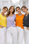 Women's 4-Pack Orange Smoked Lilac Yellow 100% Cotton Short Sleeve T-Shirt - 4