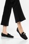 Women's Ballet Flats Black Textile Material Blunt Toe Stoned Bow - 4