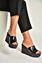 Y996559960 Black Rustic Wedge Sole Women's Shoes Slipper - 2