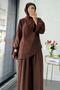 One-Shoulder Draped Asymmetrical Cut Design Double Suit – Brown - 4