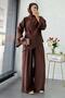 One-Shoulder Draped Asymmetrical Cut Design Double Suit – Brown - 6