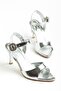Women's Stiletto Heel U S Sandals Silver Shiny Skin Stone Buckle Thick Single Band - 2