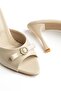 Women's Stiletto Heel U t Slipper Beige Shiny Leather Bow Tie - 2