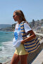 Women's Mykonos Printed Oversized 100% Cotton Wide Cut Soft-Textured Crew Neck T-Shirt - 3