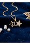 Open-Close Double Star Gold Color Steel Necklace - 2