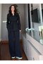Black Tencel Shirt and Trousers Set with Tie Detail