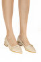 Women's Beige Buckled Pointed Toe Short Heeled Classic Shoes - 2