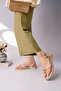 Women's Beige Ankle Length Tie-Detail Buckle Detail Flip Flops Sandals - 2