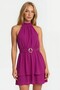 Women's Sleeveless Dress with Belt Detail and Woven Fabric Lining - 5
