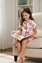 Kıl Piped Printed Girls' Summer Nightgown Pajama Set - 3