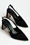 Plus Size Women's Heeled Shoes Black Satin Flat Heel Side Transparent - 3