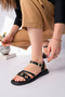 Women's Black Stylish Buckled Casual Summer Comfortable Sandals Shoes - 4