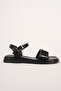 Women's Black Piped Detail Casual Summer Comfortable Sandals Shoes - 4