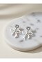 White Enamel Ribbon Model Elegant Minimal Stylish Design Steel Earrings - Does Not Tarnish