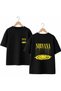 Nirvana Damla Emoji Back and Chest Printed %100 Cotton Oversized Loose Regular Fit Crew Neck T-Shirt