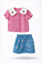 Çilek Patterned Peter Pan collar Baby Girl Set