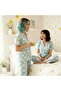 Floral Pattern Shirt Collar Buttons Milan Fabric Soft Women's Pajama Set - 4