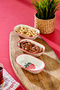 Çilek Patterned Ceramic Oval Snack Bowl Set of 3 Breakfast Sauce Bowl Presentation Bowl