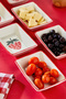 Çilek Patterned Ceramic Snack Bowl Set of 6 Rectangular Breakfast Sauce Bowl, Snack Bowl and Dessert Bowl - 6