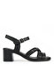, Women's Genuine Leather Heels Sandals 1611020Z2220 Black