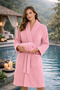 Women's Powder Cotton Piece Towel and Bathrobe Set Shawl Collar Soft-Textured Bathrobe + Towel - 4