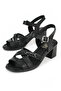 , Women's Genuine Leather Heels Sandals 1611020Z2220 Black - 5